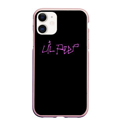 Чехол iPhone 11 матовый LIL PEEP НА СПИНЕ, цвет: 3D-светло-розовый