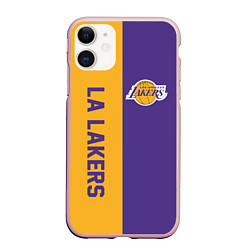Чехол iPhone 11 матовый LA LAKERS, цвет: 3D-светло-розовый