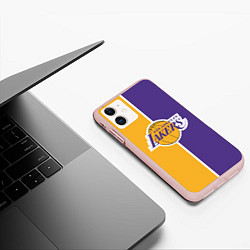 Чехол iPhone 11 матовый LA LAKERS, цвет: 3D-светло-розовый — фото 2