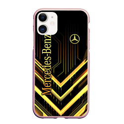 Чехол iPhone 11 матовый Mercedes-Benz, цвет: 3D-светло-розовый