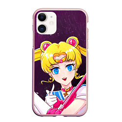 Чехол iPhone 11 матовый Sailor Moon, цвет: 3D-светло-розовый