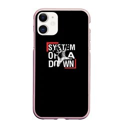 Чехол iPhone 11 матовый System of a Down, цвет: 3D-светло-розовый