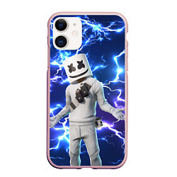 Чехол iPhone 11 матовый FORTNITE x MARSHMELLO, цвет: 3D-светло-розовый