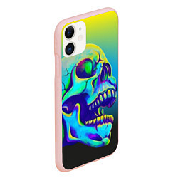 Чехол iPhone 11 матовый Neon skull, цвет: 3D-светло-розовый — фото 2