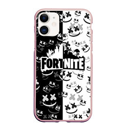 Чехол iPhone 11 матовый FORTNITE MARSHMELLO, цвет: 3D-светло-розовый