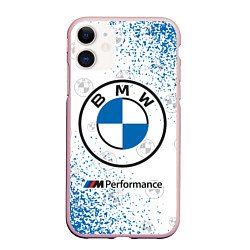 Чехол iPhone 11 матовый BMW БМВ, цвет: 3D-светло-розовый