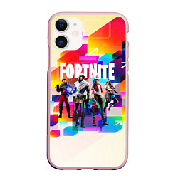 Чехол iPhone 11 матовый FORTNITE, цвет: 3D-светло-розовый