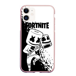 Чехол iPhone 11 матовый FORTNITE MARSHMELLO, цвет: 3D-светло-розовый