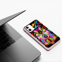 Чехол iPhone 11 матовый Neon wolf, цвет: 3D-светло-розовый — фото 2