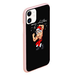Чехол iPhone 11 матовый Strong Santa, цвет: 3D-светло-розовый — фото 2