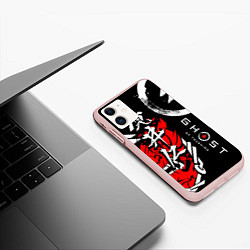 Чехол iPhone 11 матовый Ghost of Tsushima, цвет: 3D-светло-розовый — фото 2