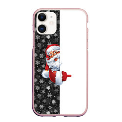 Чехол iPhone 11 матовый Дедушка Мороз, цвет: 3D-светло-розовый