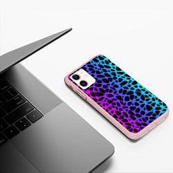 Чехол iPhone 11 матовый Неоновый градиент, цвет: 3D-светло-розовый — фото 2
