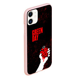 Чехол iPhone 11 матовый Green day, цвет: 3D-светло-розовый — фото 2