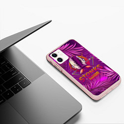 Чехол iPhone 11 матовый Fortnite Neon Stonks Meme, цвет: 3D-светло-розовый — фото 2