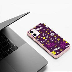 Чехол iPhone 11 матовый Цвета цветов дизайн, цвет: 3D-светло-розовый — фото 2