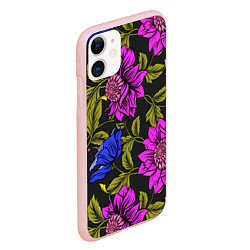 Чехол iPhone 11 матовый Цветочный Паттерн, цвет: 3D-светло-розовый — фото 2