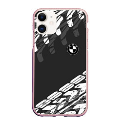 Чехол iPhone 11 матовый БМВ BMW TIRE TREAD, цвет: 3D-светло-розовый