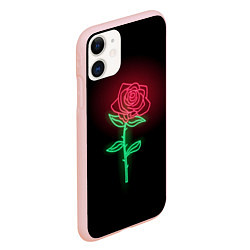 Чехол iPhone 11 матовый Неоновая Роза, цвет: 3D-светло-розовый — фото 2