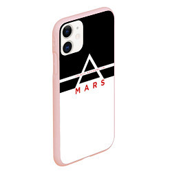 Чехол iPhone 11 матовый Thirty Seconds to Mars черно-белая, цвет: 3D-светло-розовый — фото 2