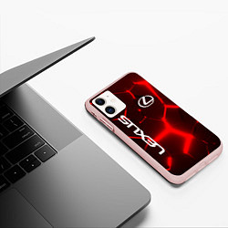 Чехол iPhone 11 матовый ЛЕКСУС КРАСНЫЕ 3Д ПЛИТЫ, цвет: 3D-светло-розовый — фото 2