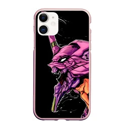 Чехол iPhone 11 матовый Evangelion Eva 01, цвет: 3D-светло-розовый