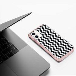 Чехол iPhone 11 матовый Шахматная Иллюзия Искажения, цвет: 3D-светло-розовый — фото 2