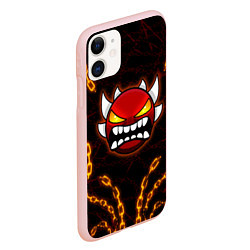 Чехол iPhone 11 матовый Geometry Dash: Fire Chains, цвет: 3D-светло-розовый — фото 2