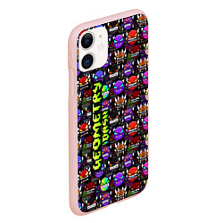Чехол iPhone 11 матовый Geometry Dash: Heroes, цвет: 3D-светло-розовый — фото 2