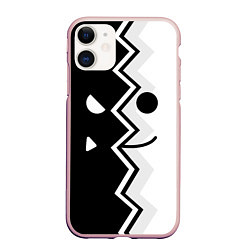 Чехол iPhone 11 матовый Geometry Dash: GOOD & BAD SMILE, цвет: 3D-светло-розовый