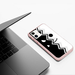 Чехол iPhone 11 матовый Geometry Dash: GOOD & BAD SMILE, цвет: 3D-светло-розовый — фото 2