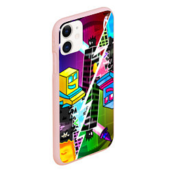 Чехол iPhone 11 матовый Geometry Dash: Parallel Worlds, цвет: 3D-светло-розовый — фото 2