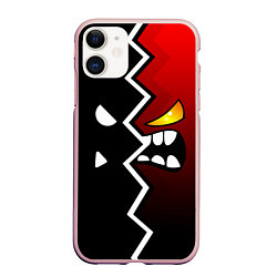 Чехол iPhone 11 матовый Geometry Dash: Black x Red, цвет: 3D-светло-розовый