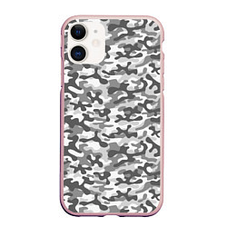 Чехол iPhone 11 матовый Серый Городской Камуфляж, цвет: 3D-светло-розовый
