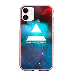 Чехол iPhone 11 матовый 30 Seconds to Mars: Звездное небо, цвет: 3D-светло-розовый