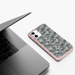 Чехол iPhone 11 матовый Серый Камуфляж городской, цвет: 3D-светло-розовый — фото 2