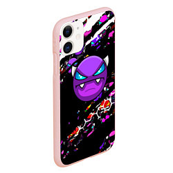 Чехол iPhone 11 матовый Geometry Dash аркада, цвет: 3D-светло-розовый — фото 2