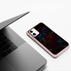 Чехол iPhone 11 матовый CURVE NEON ABSTRACTION, цвет: 3D-светло-розовый — фото 2