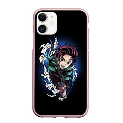 Чехол iPhone 11 матовый ТАНДЖИРО КАМАДО ДЫХАНИЕ ВОДЫ, цвет: 3D-светло-розовый