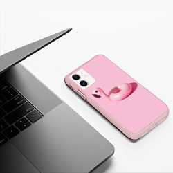 Чехол iPhone 11 матовый Flamingos Розовый фламинго, цвет: 3D-светло-розовый — фото 2