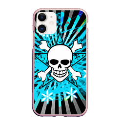 Чехол iPhone 11 матовый Neon Skull, цвет: 3D-светло-розовый