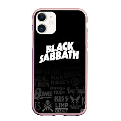 Чехол iPhone 11 матовый Black Sabbath логотипы рок групп, цвет: 3D-светло-розовый