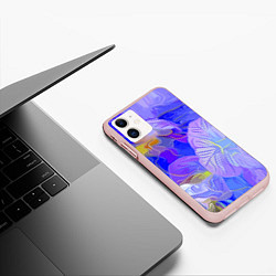 Чехол iPhone 11 матовый Fashion flowers pattern, цвет: 3D-светло-розовый — фото 2