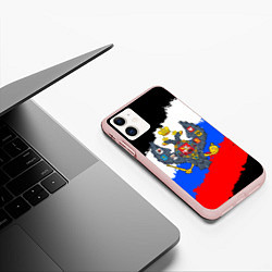 Чехол iPhone 11 матовый Россия - имперский герб, цвет: 3D-светло-розовый — фото 2