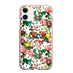 Чехол iPhone 11 матовый Узор из летних роз Summer Roses Pattern, цвет: 3D-светло-розовый