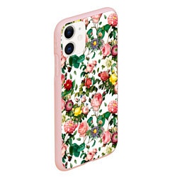 Чехол iPhone 11 матовый Узор из летних роз Summer Roses Pattern, цвет: 3D-светло-розовый — фото 2