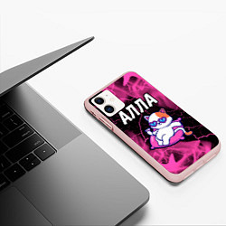 Чехол iPhone 11 матовый Алла КОШЕЧКА Пламя, цвет: 3D-светло-розовый — фото 2