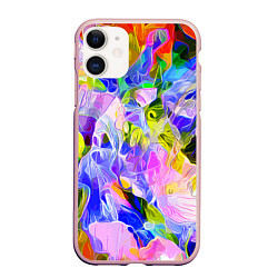 Чехол iPhone 11 матовый Красочный цветочный узор Весна - Лето 2023 Colorfu, цвет: 3D-светло-розовый