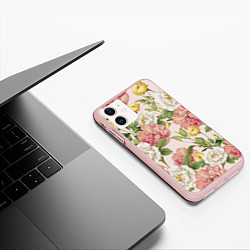 Чехол iPhone 11 матовый Цветы Английские Розы, цвет: 3D-светло-розовый — фото 2
