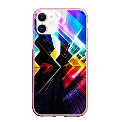 Чехол iPhone 11 матовый Неоновая молния Абстракция Neon Lightning Abstract, цвет: 3D-светло-розовый